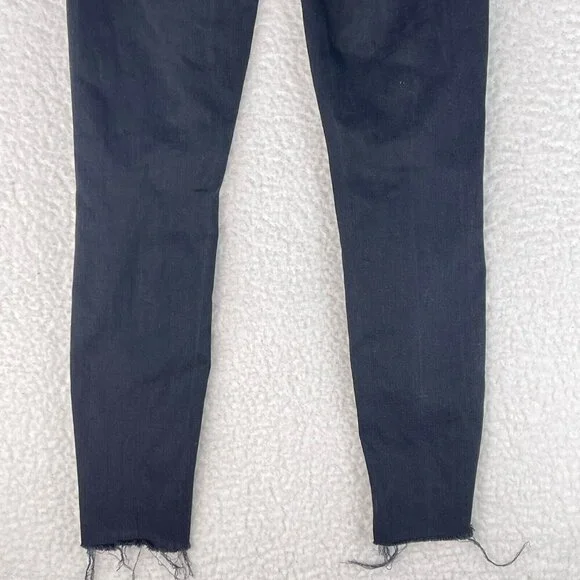 Mother Black Denim Looker Ankle‎ Fray Skinny Jeans Womens Destroyed Size 26 - Picture 15 of 16
